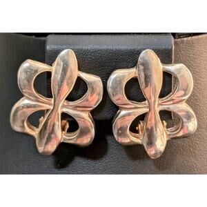 Vintage Signed Bergere Gold Tone Clip On Earrings